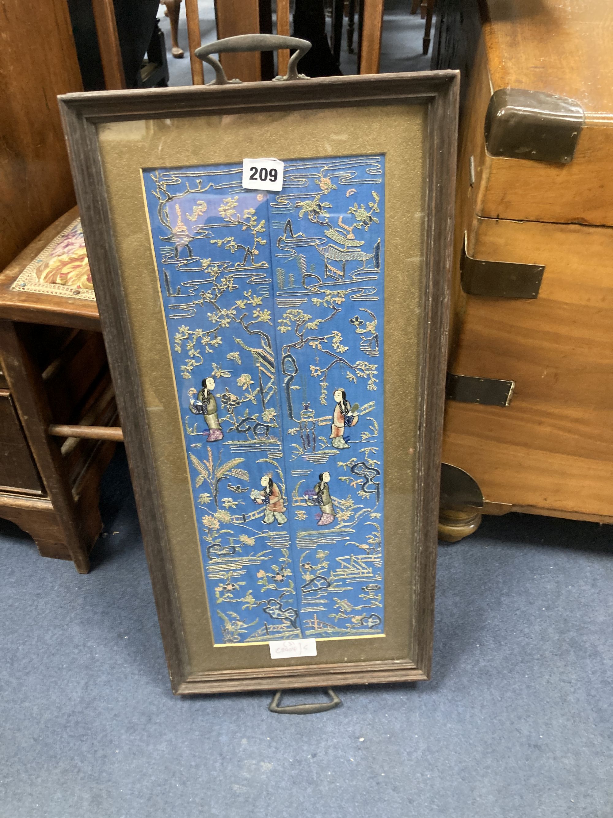 An Edwardian childs chair, another and a tray